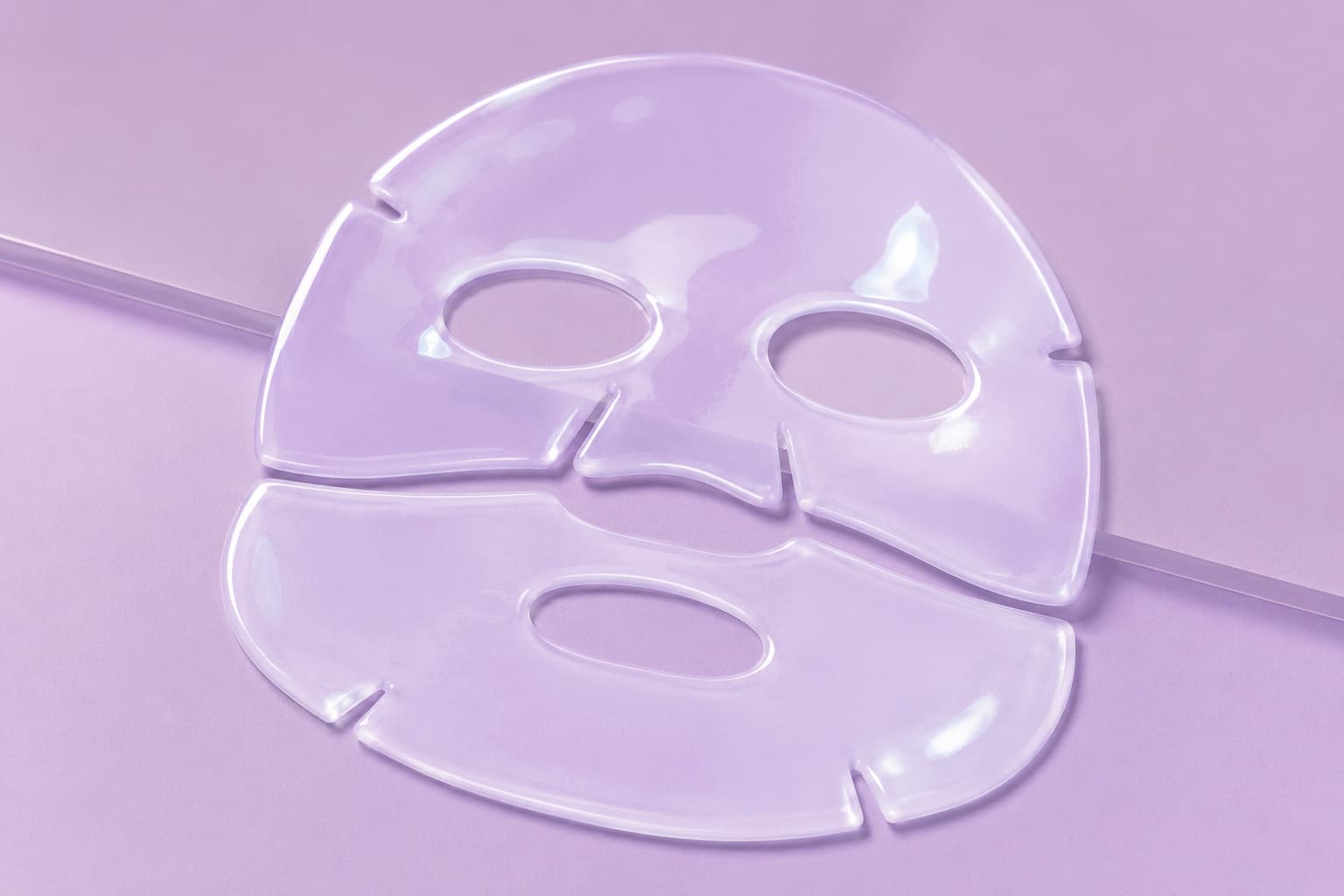 Full-face hydrogel mask with upper and lower split, developed by B4 LAB in Korea